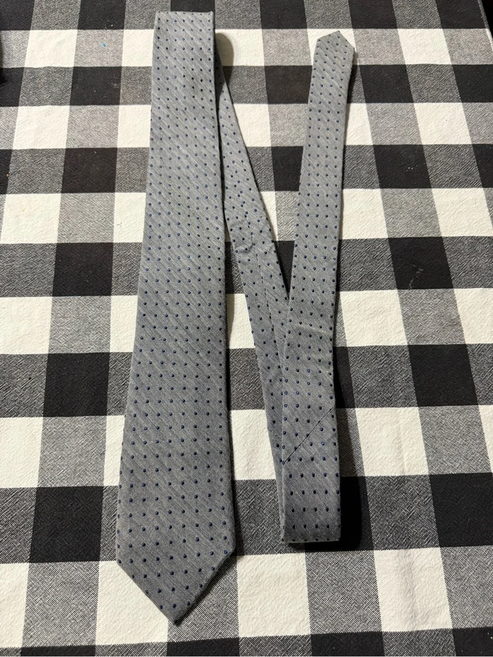 Tommy Hilfiger Light Gray Tie with Navy Microdots